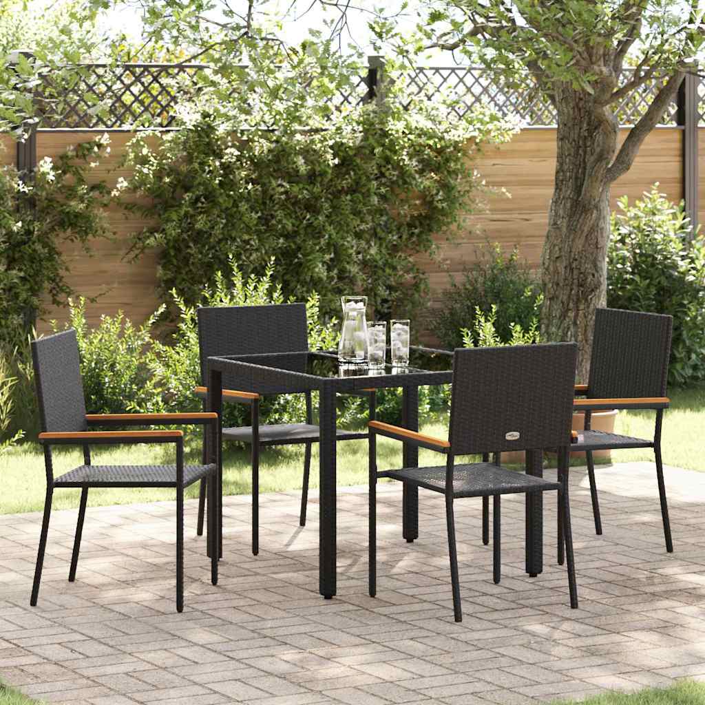 vidaXL Conjunto de Comedor de Jardín 5 uds. Negro ratán sintético