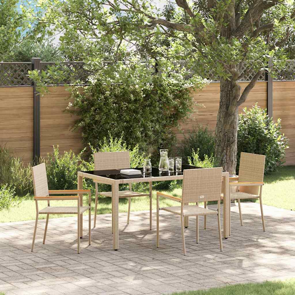 vidaXL Conjunto de Comedor de Jardín 5 uds. Beige ratán sintético