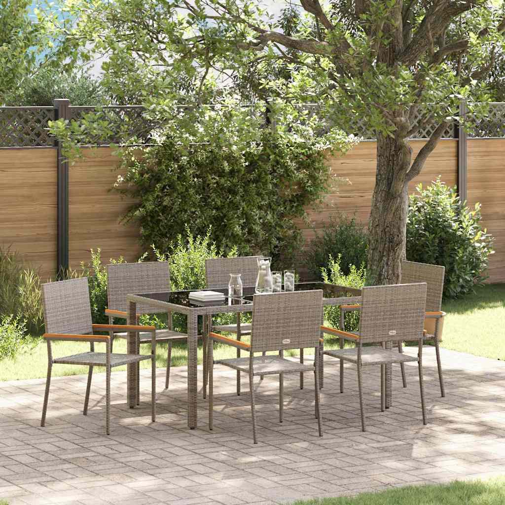 vidaXL Conjunto de Comedor de Jardín 7 uds. Gris ratán sintético
