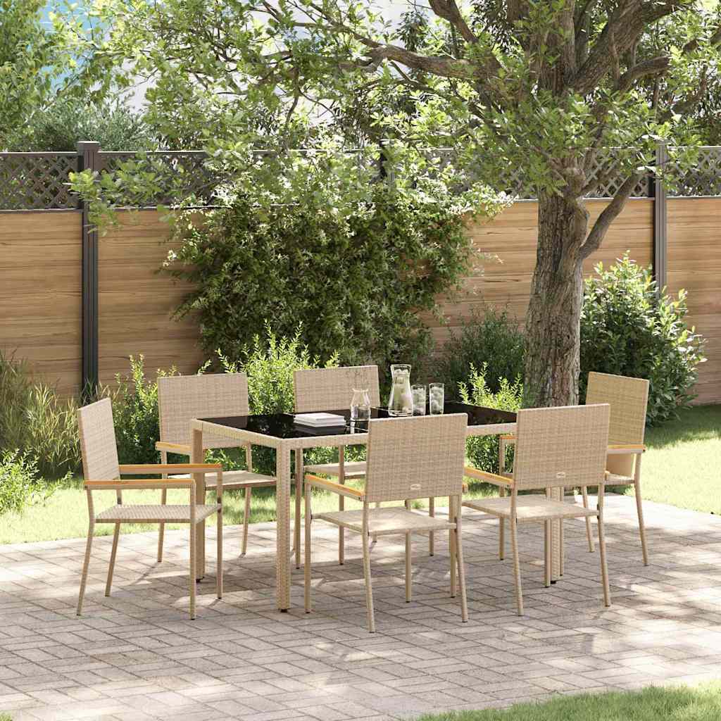 vidaXL Conjunto de Comedor de Jardín 7 uds. Beige ratán sintético