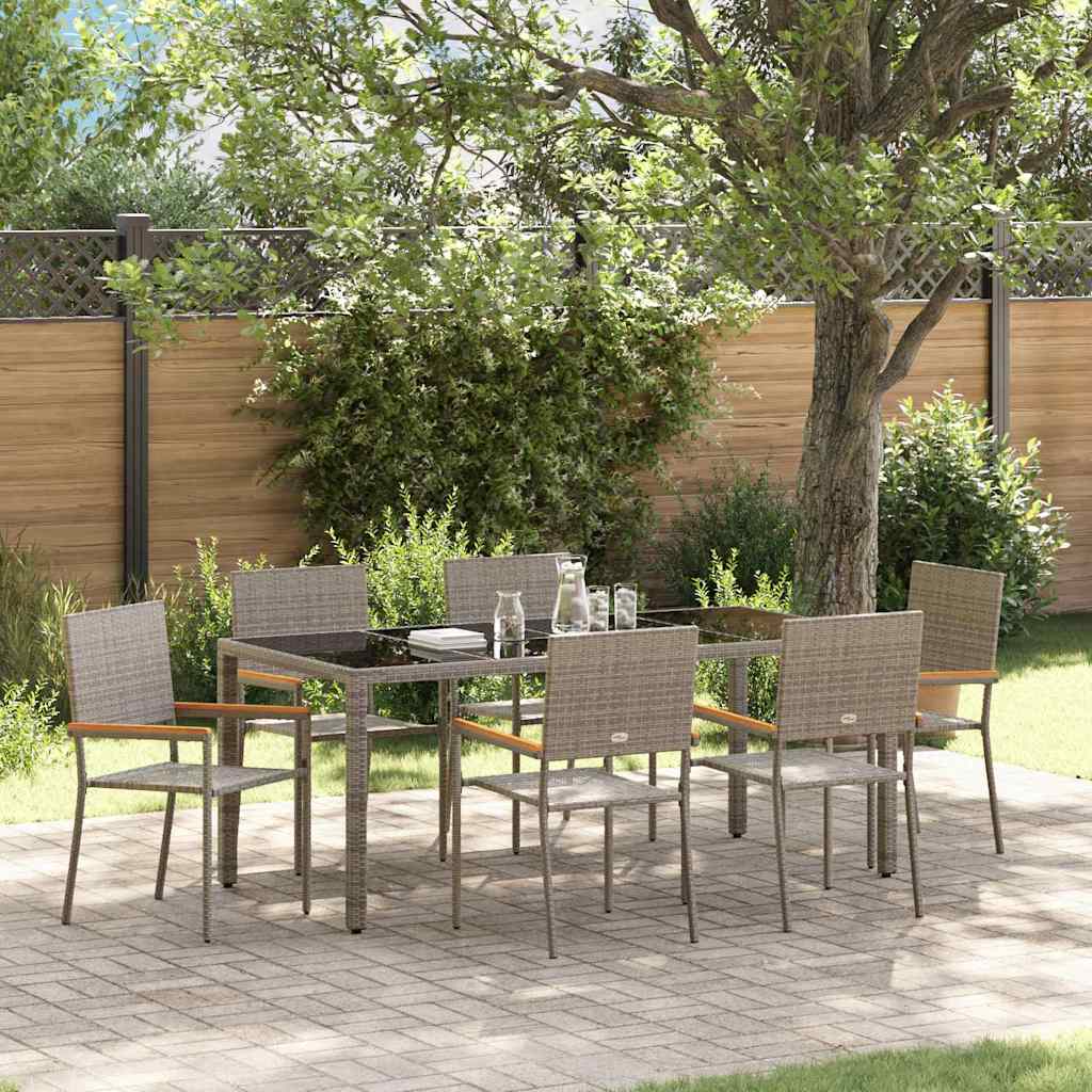vidaXL Conjunto de Comedor de Jardín 7 uds. Gris ratán sintético