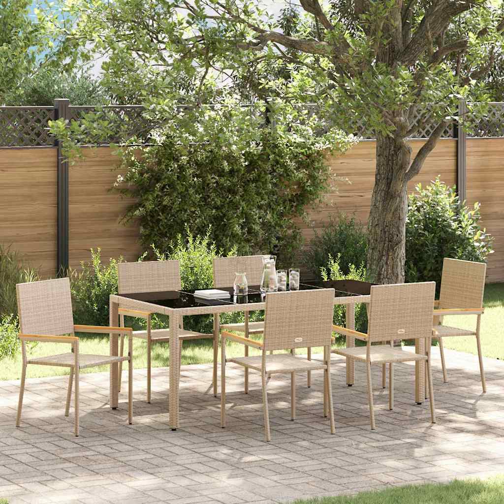 vidaXL Conjunto de Comedor de Jardín 7 uds. Beige ratán sintético