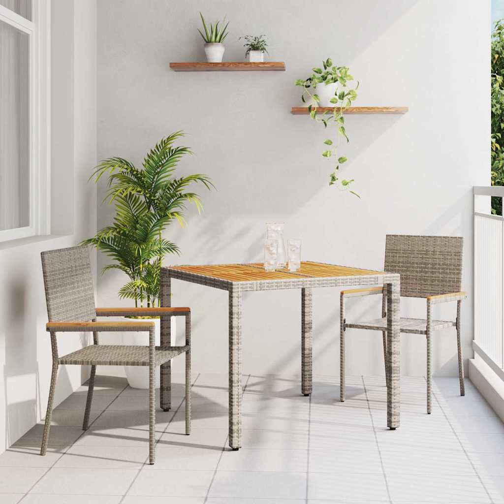 vidaXL Conjunto de Comedor de Jardín 3 uds. Gris ratán sintético