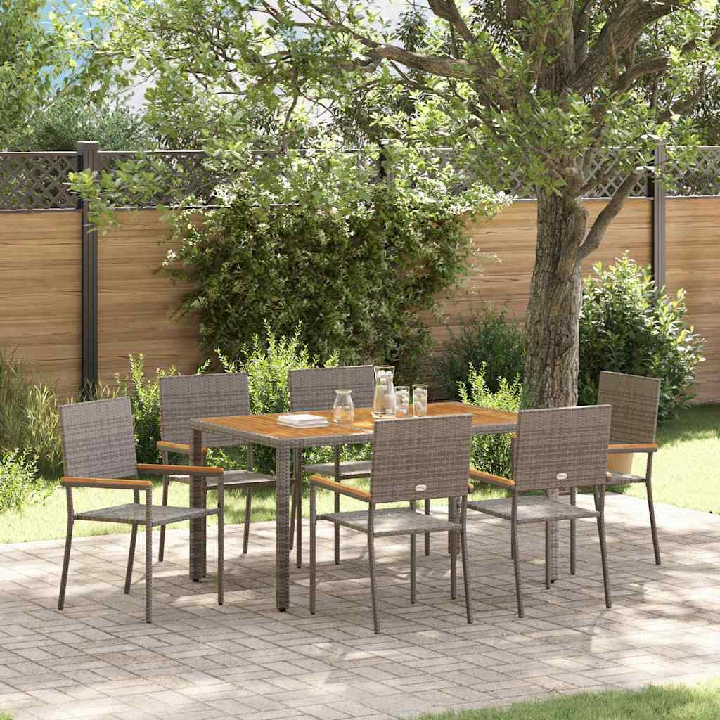 vidaXL Conjunto de Comedor de Jardín 7 uds. Gris ratán sintético