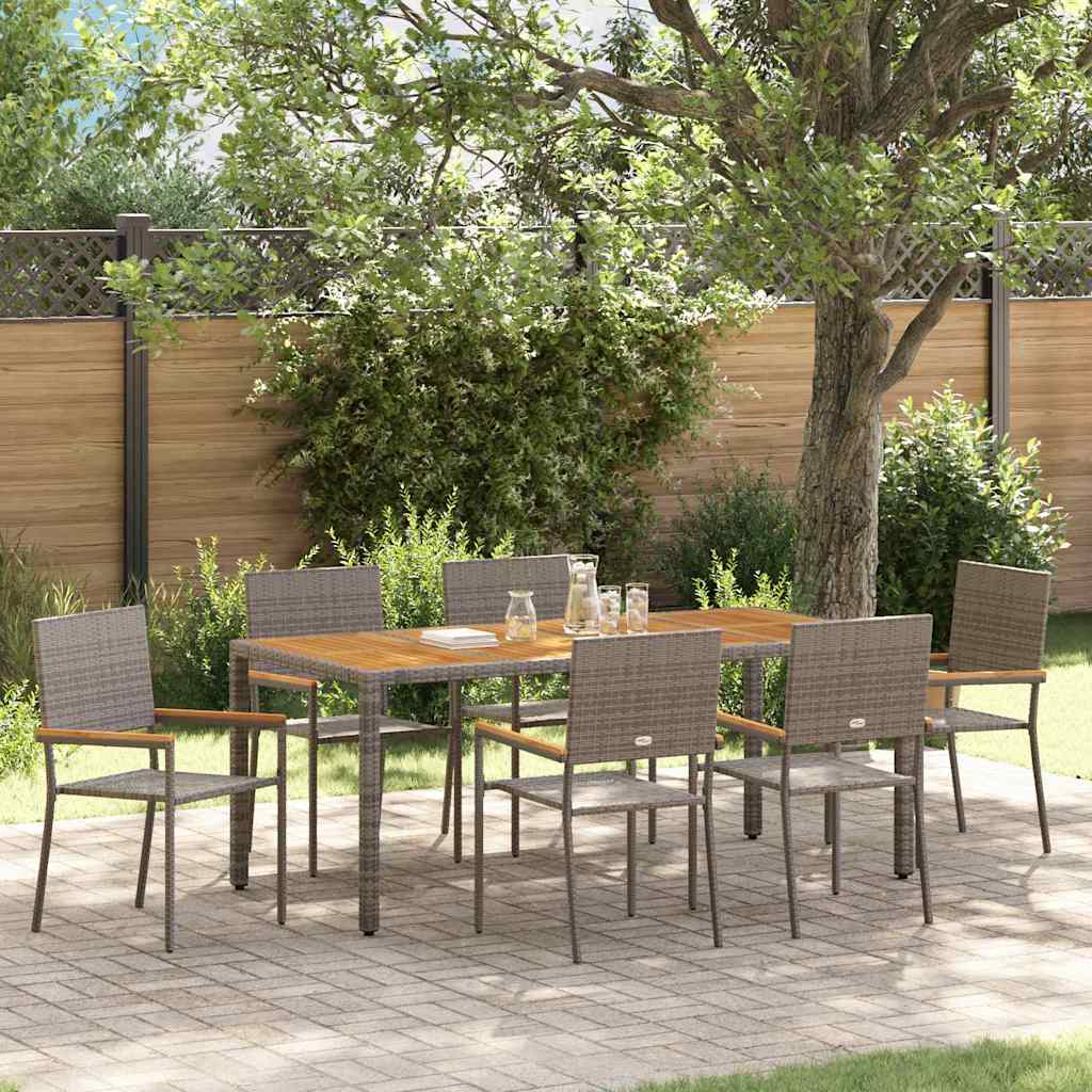 vidaXL Conjunto de Comedor de Jardín 7 uds. Gris ratán sintético