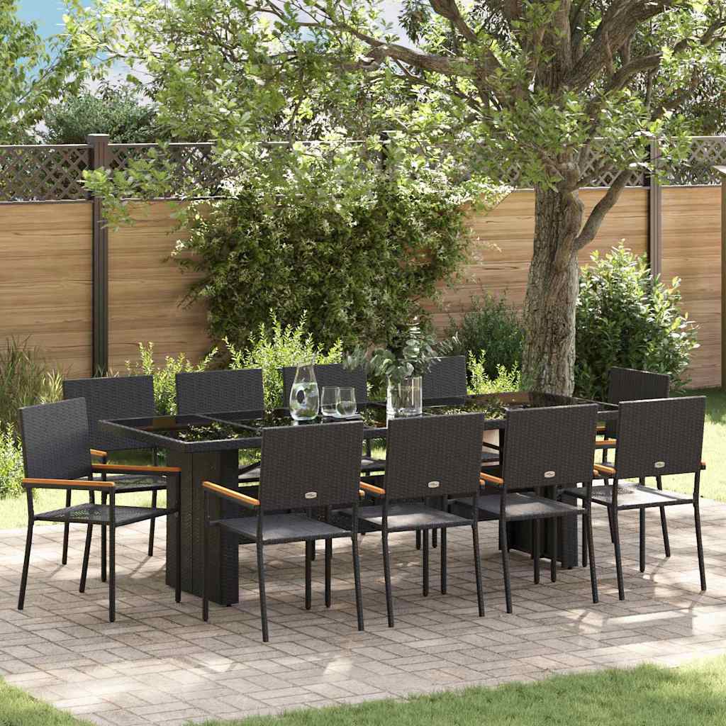 vidaXL Conjunto de Comedor de Jardín 11 uds. Negro ratán sintético