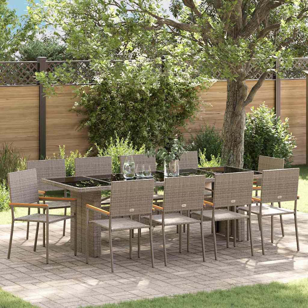 vidaXL Conjunto de Comedor de Jardín 11 uds. Gris ratán sintético