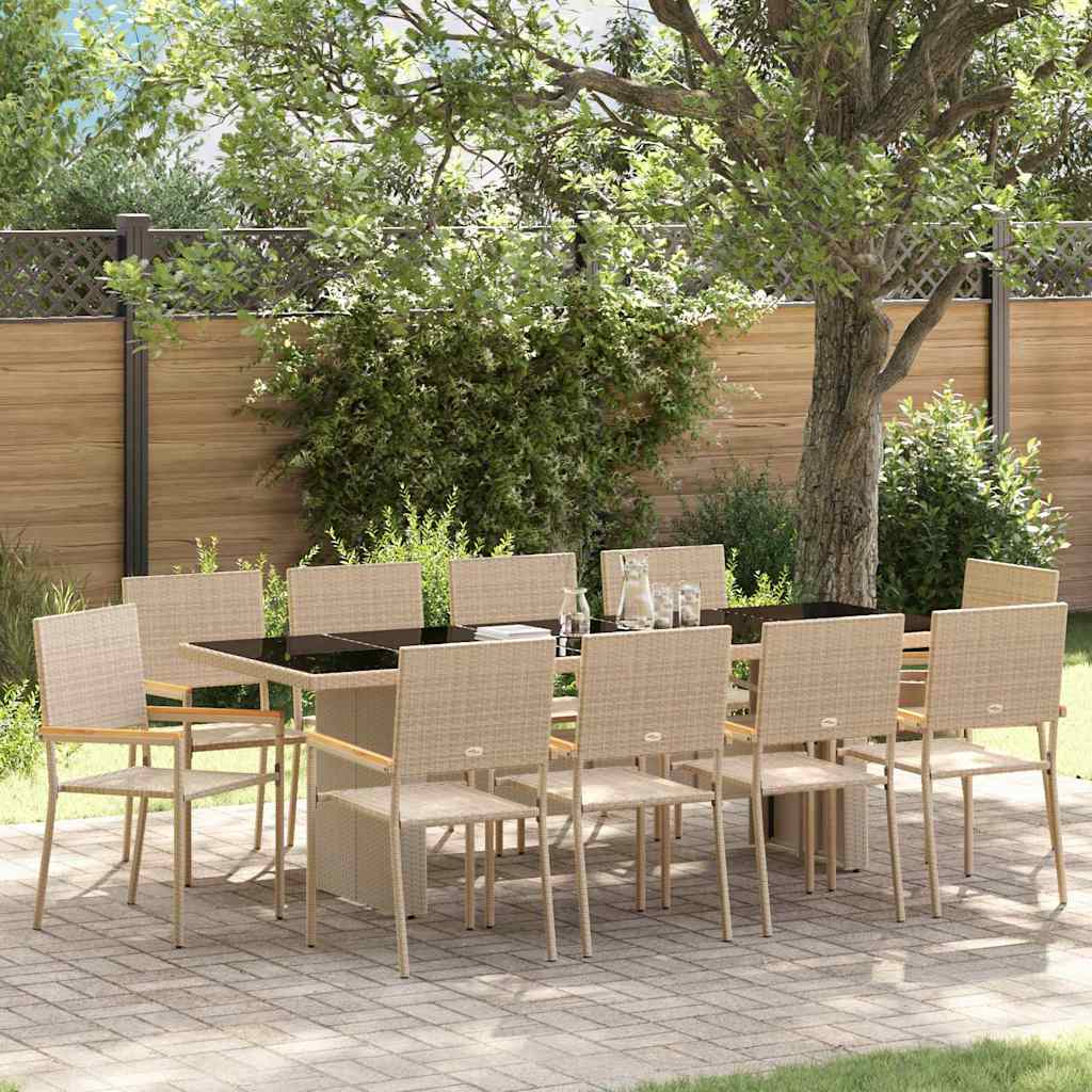 vidaXL Conjunto de Comedor de Jardín 11 uds. Beige ratán sintético