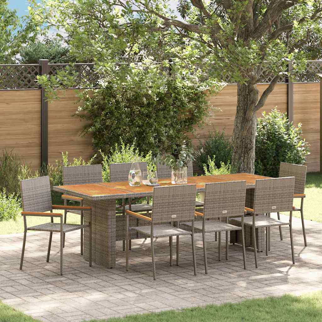 vidaXL Conjunto de Comedor de Jardín 9 uds. Gris ratán sintético