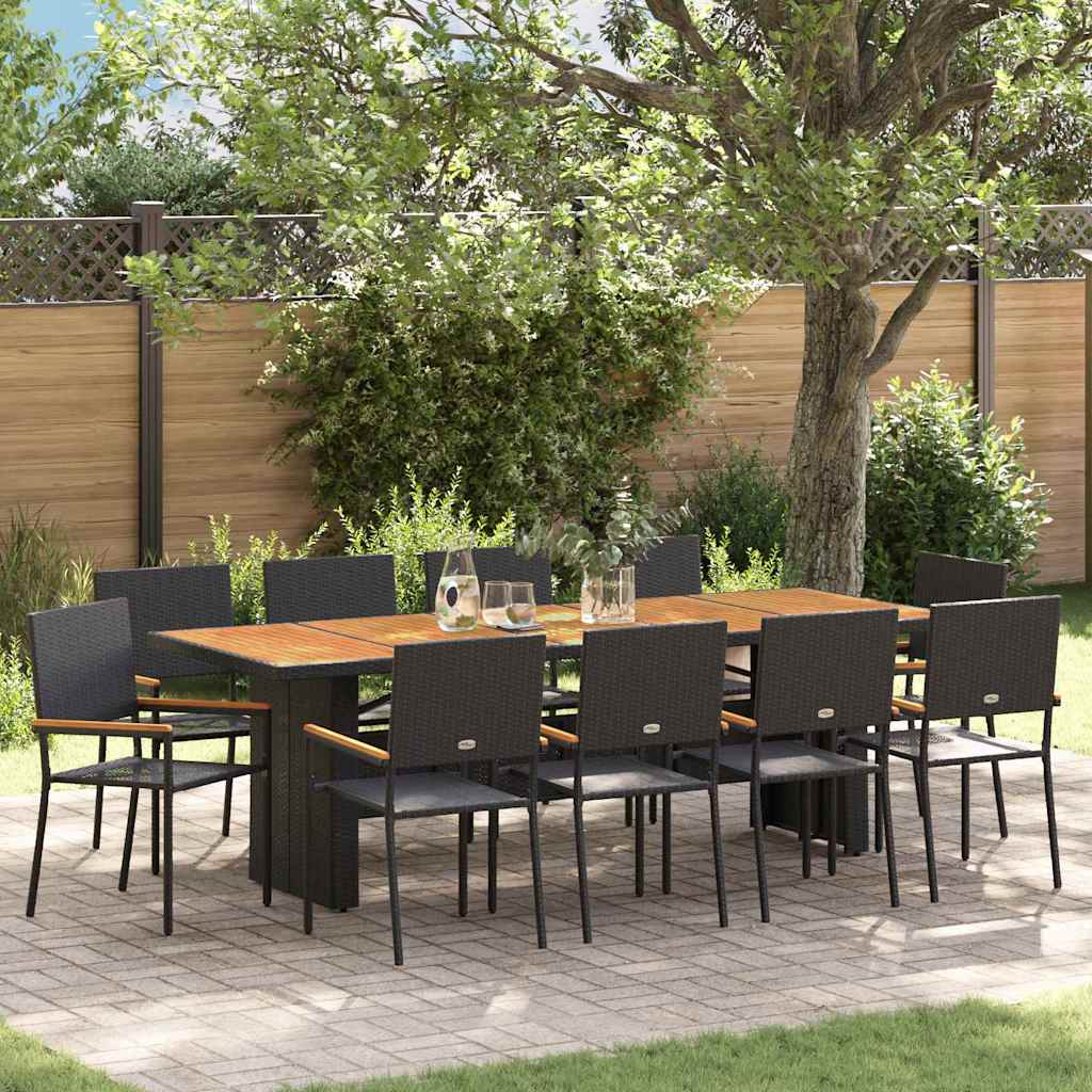 vidaXL Conjunto de Comedor de Jardín 11 uds. Negro ratán sintético