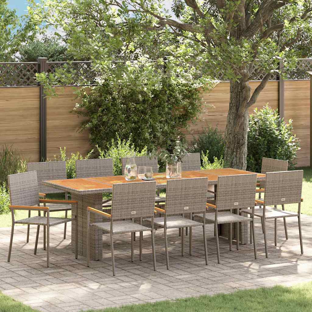 vidaXL Conjunto de Comedor de Jardín 11 uds. Gris ratán sintético