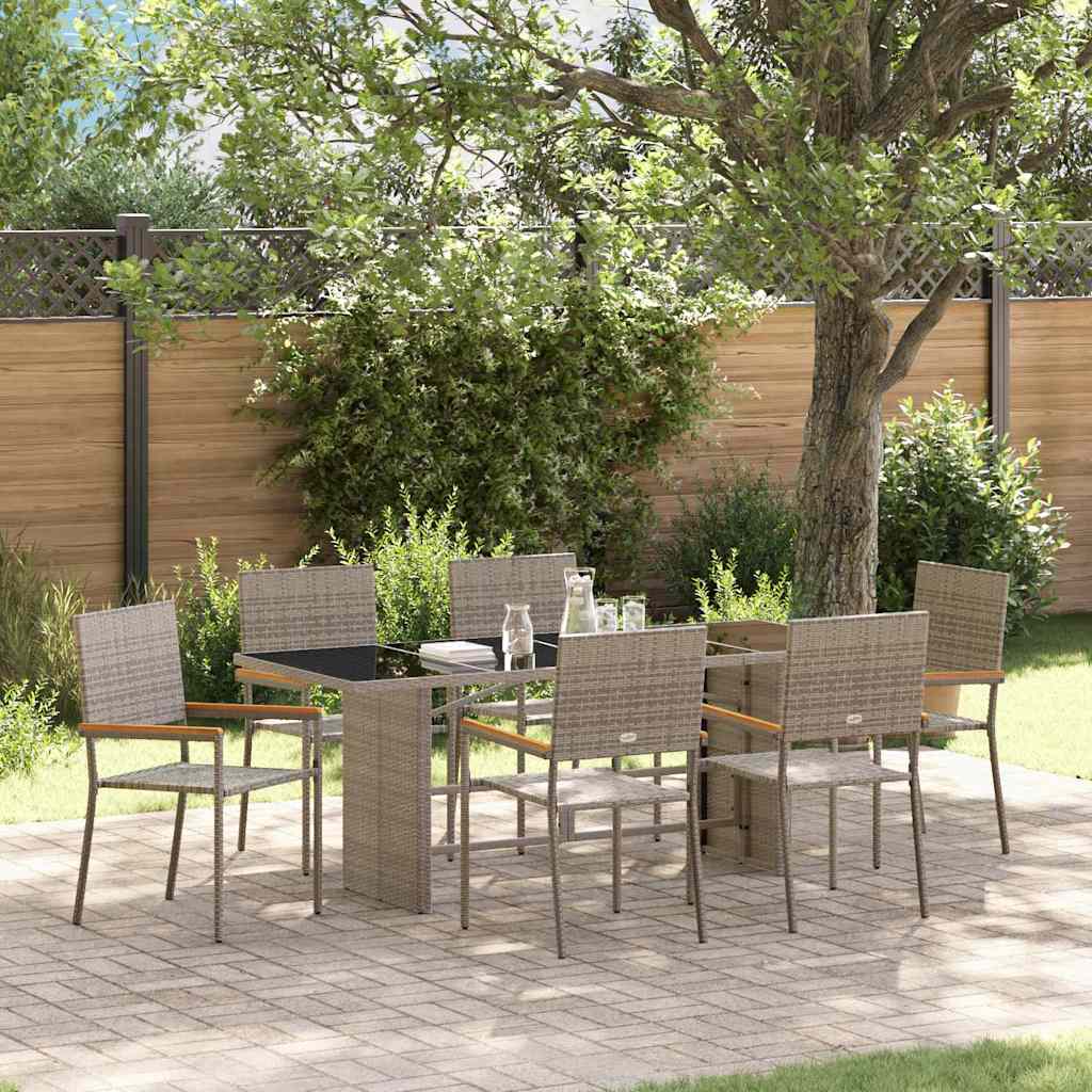 vidaXL Conjunto de Comedor de Jardín 7 uds. Gris ratán sintético