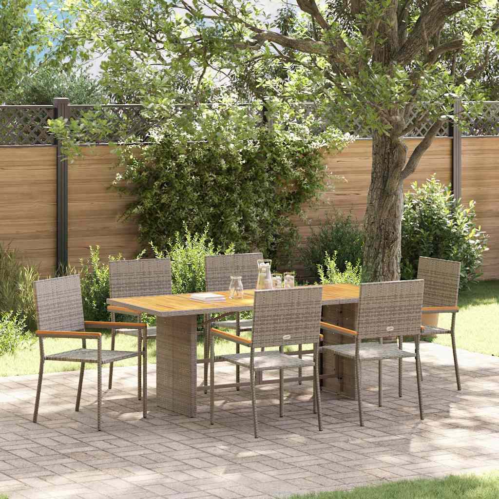 vidaXL Conjunto de Comedor de Jardín 7 uds. Gris ratán sintético