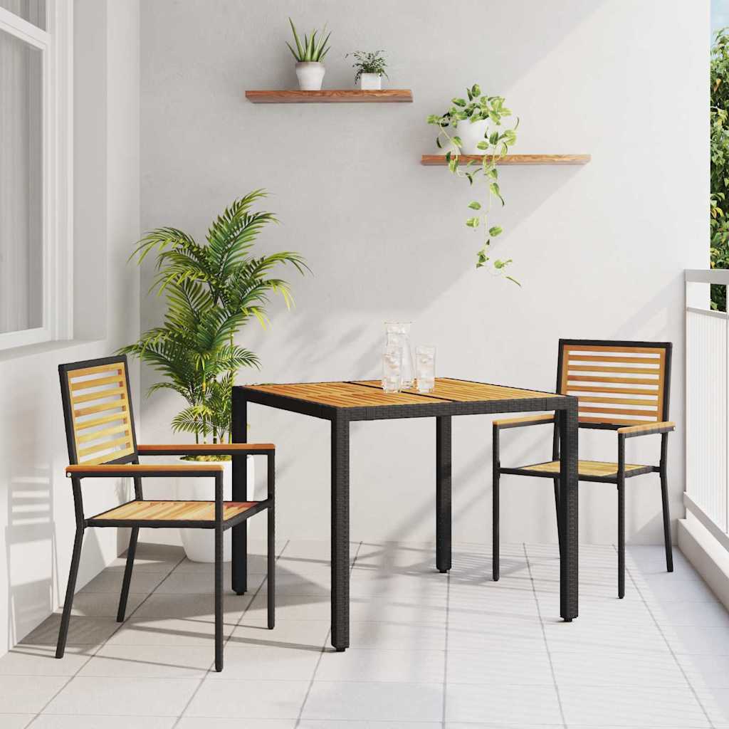 vidaXL Conjunto de Comedor de Jardín 3 uds. Negro y Marrón