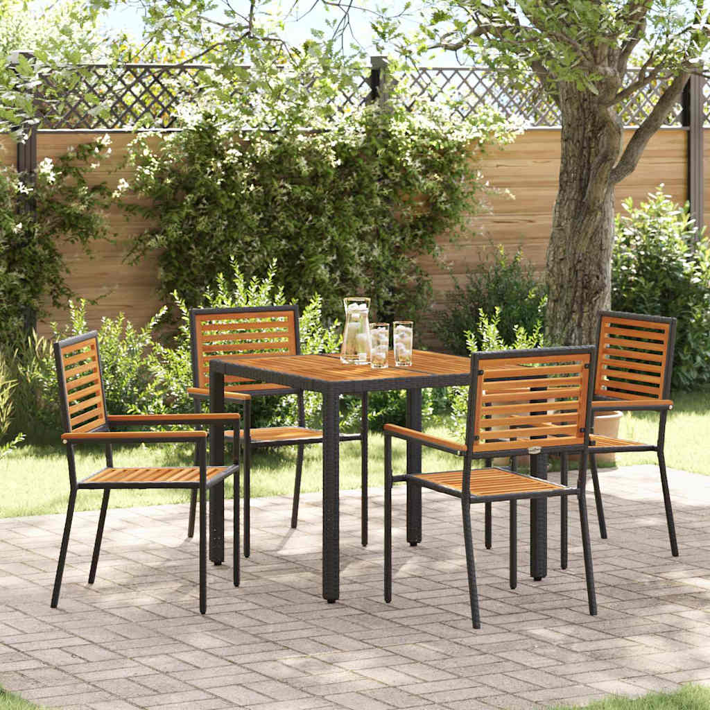 vidaXL Conjunto de Comedor de Jardín 5 uds. Negro y Marrón