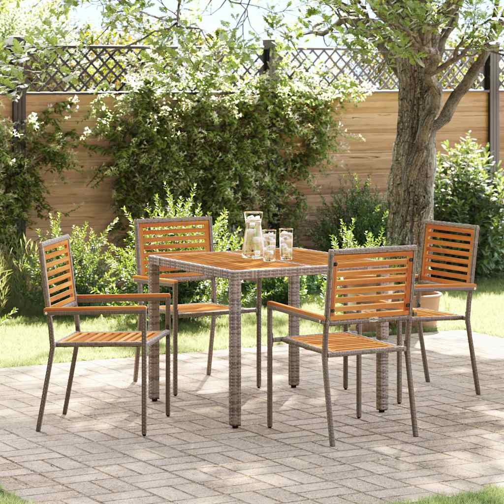 vidaXL Conjunto de Comedor de Jardín 5 uds. Gris y marrón