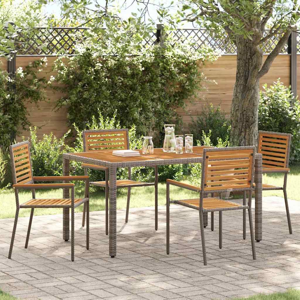 vidaXL Conjunto de Comedor de Jardín 5 uds. Gris y marrón