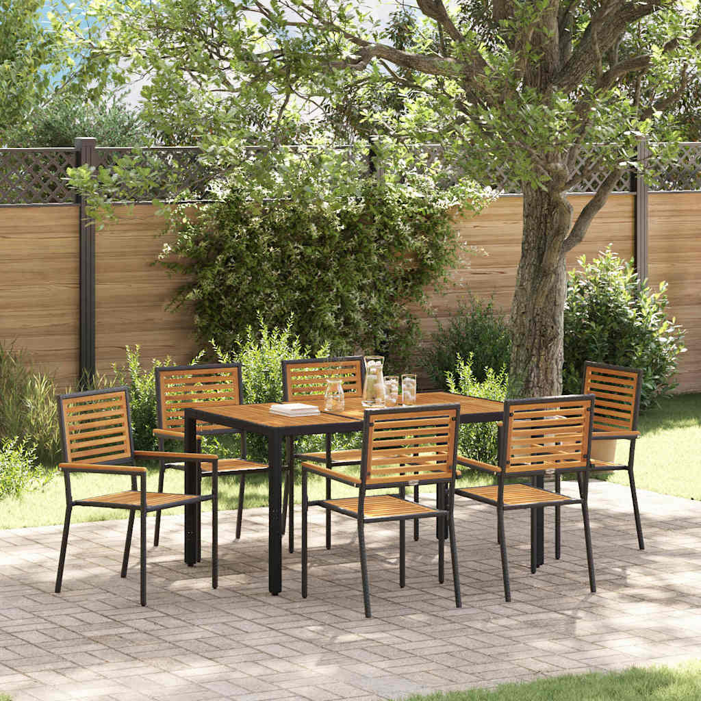 vidaXL Conjunto de Comedor de Jardín 7 uds. Negro y Marrón