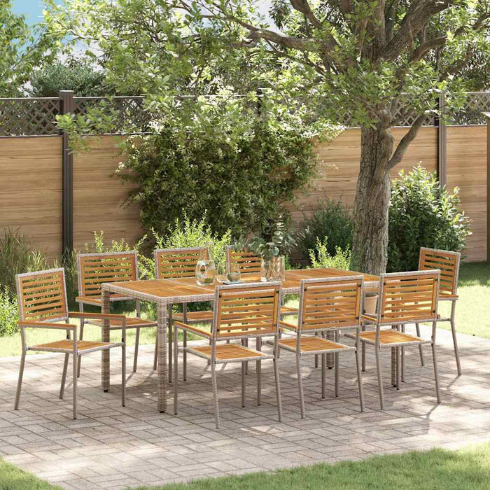 vidaXL Conjunto de Comedor de Jardín 9 uds. Gris y marrón
