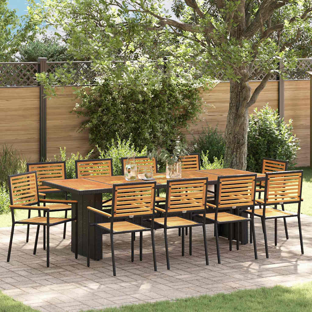 vidaXL Conjunto de Comedor de Jardín 11 uds. Negro y Marrón