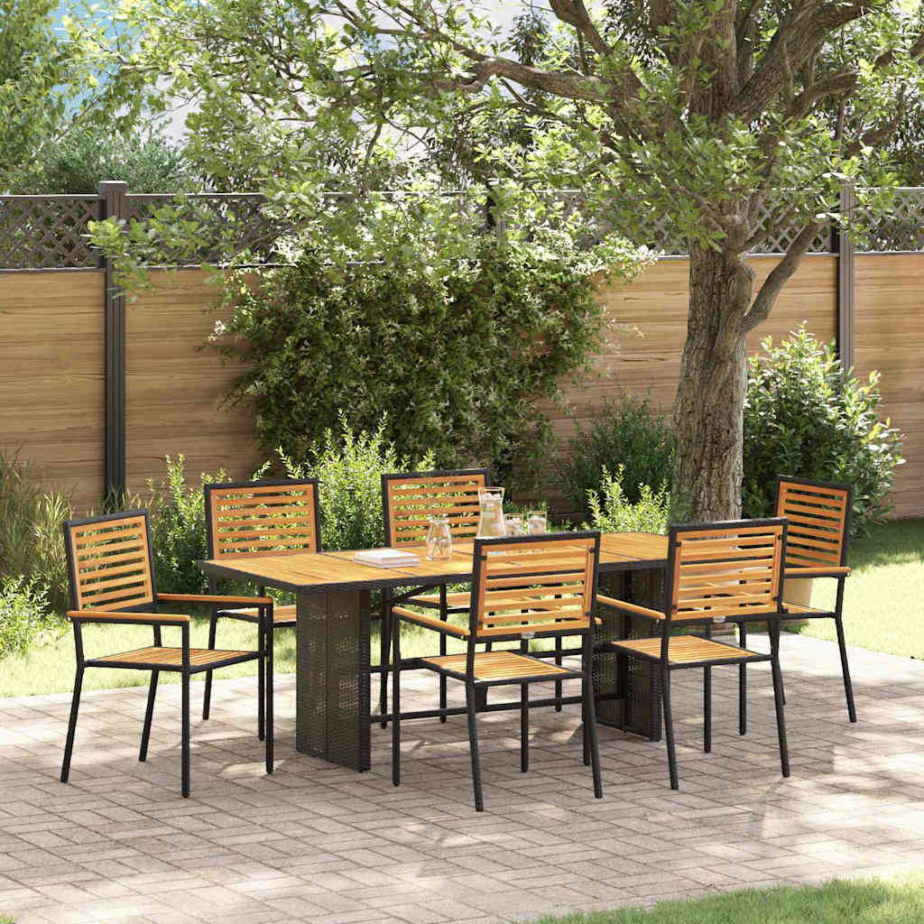 vidaXL Conjunto de Comedor de Jardín 7 uds. Negro y Marrón