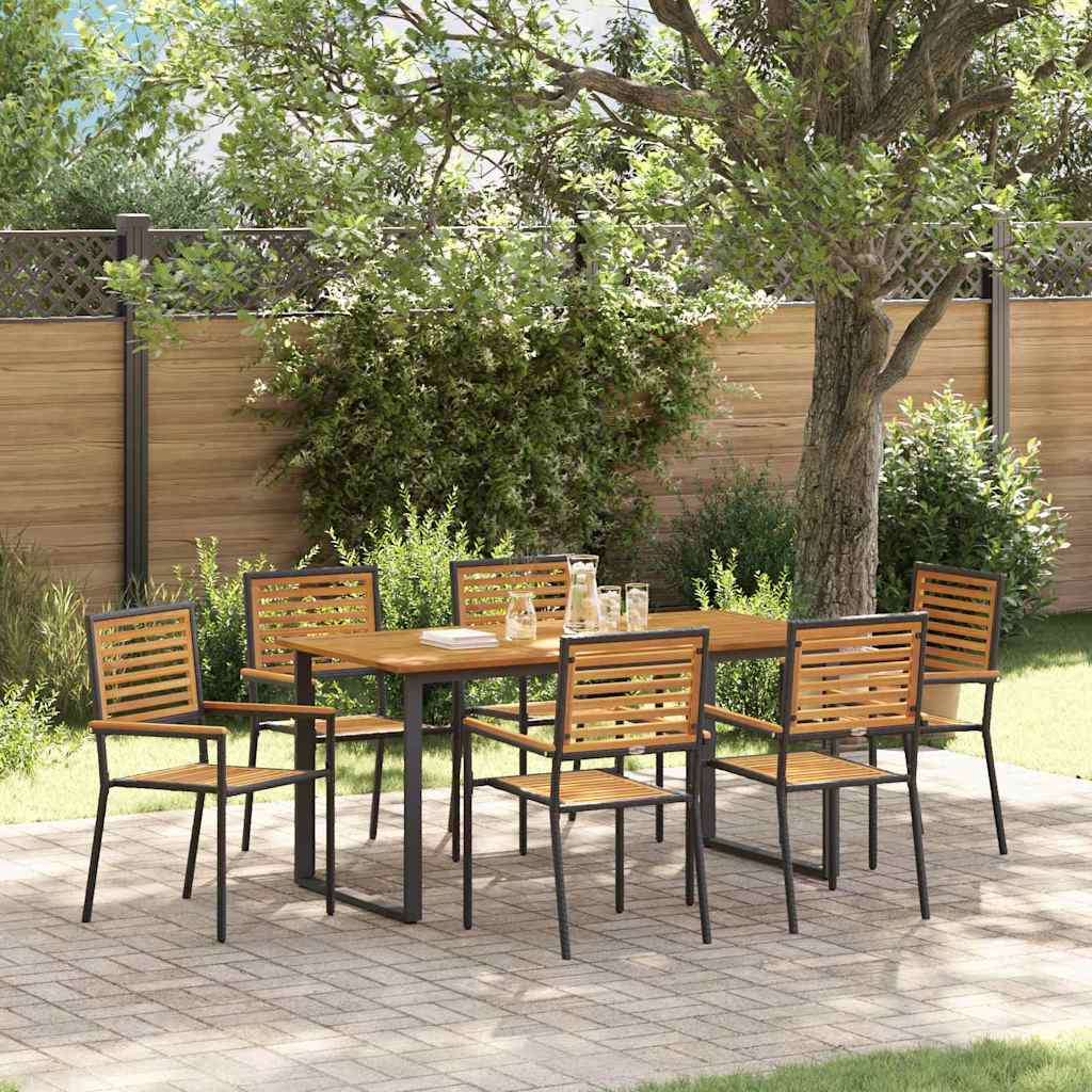 vidaXL Conjunto de Comedor de Jardín 7 uds. Negro