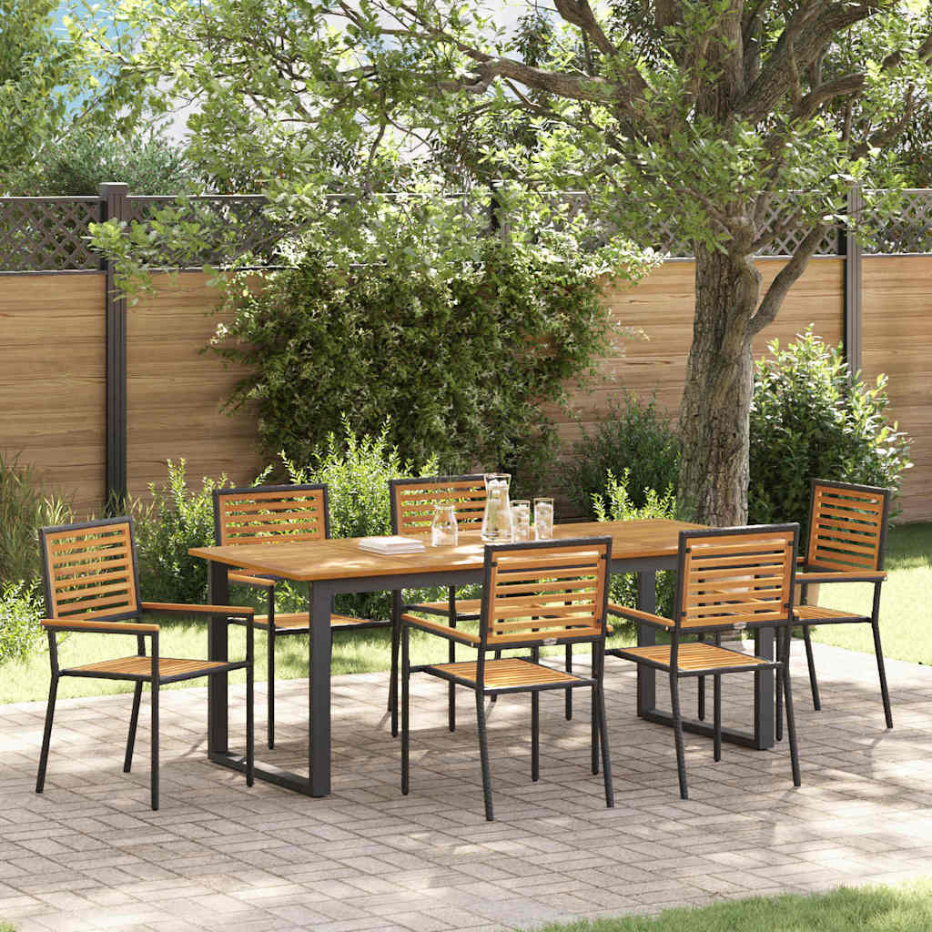 vidaXL Conjunto de Comedor de Jardín 7 uds. Negro