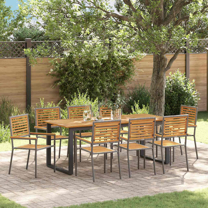 vidaXL Conjunto de Comedor de Jardín 9 uds. Gris
