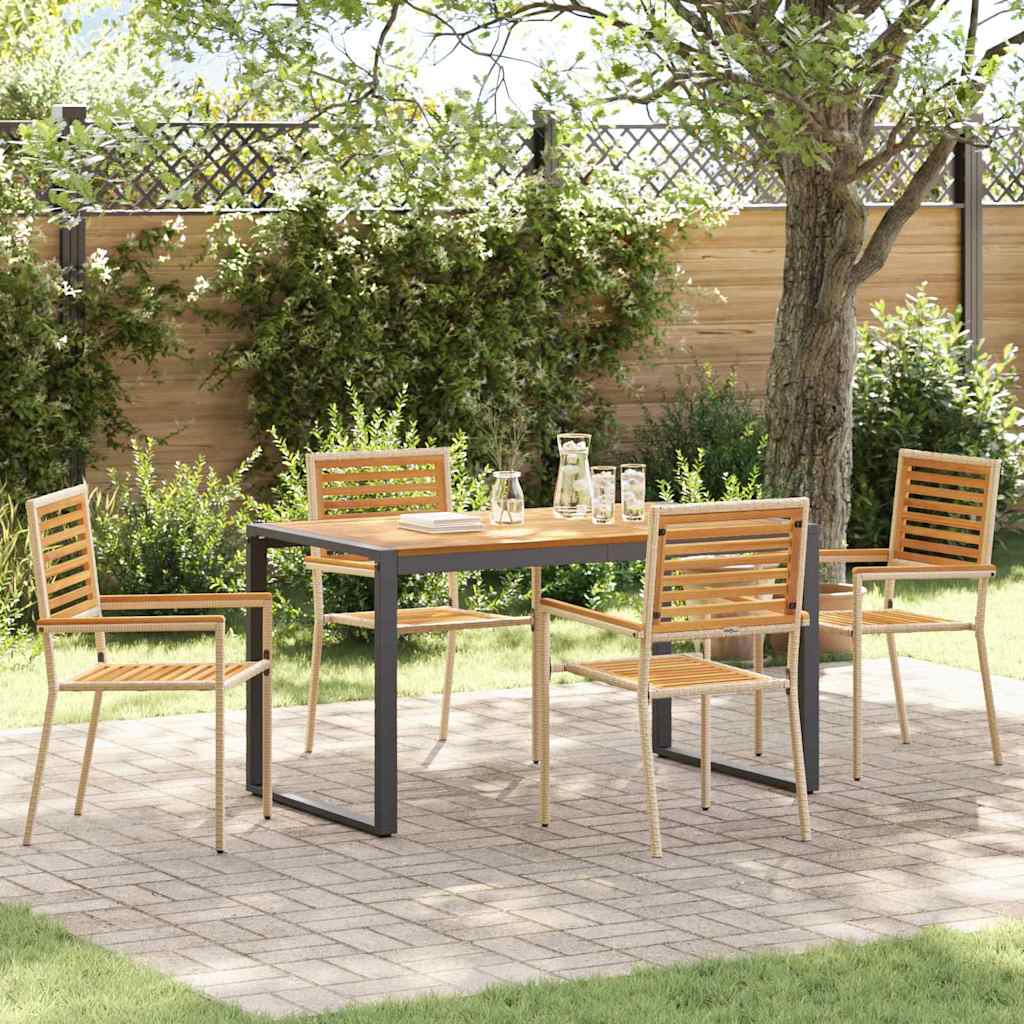 vidaXL Conjunto de Comedor de Jardín 5 uds. Beige y Marrón