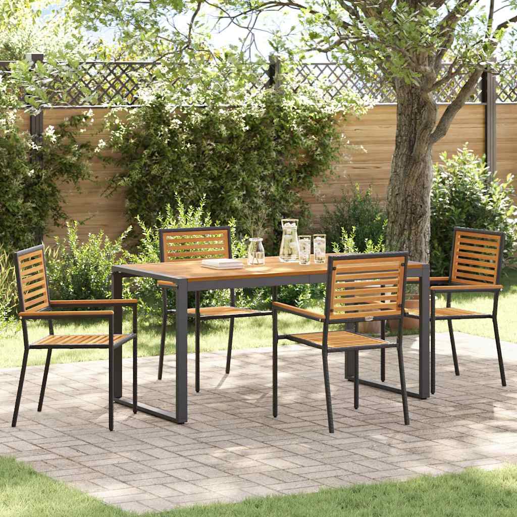 vidaXL Conjunto de Comedor de Jardín 5 uds. Negro y Marrón