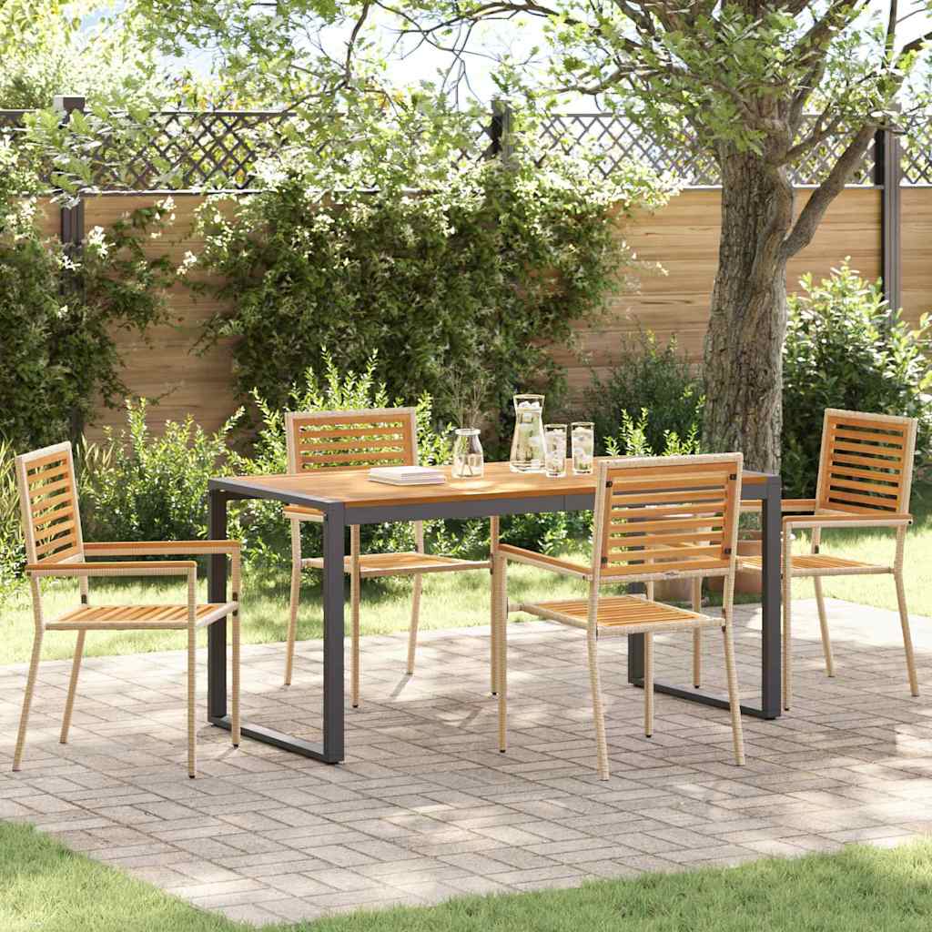 vidaXL Conjunto de Comedor de Jardín 5 uds. Beige y Marrón