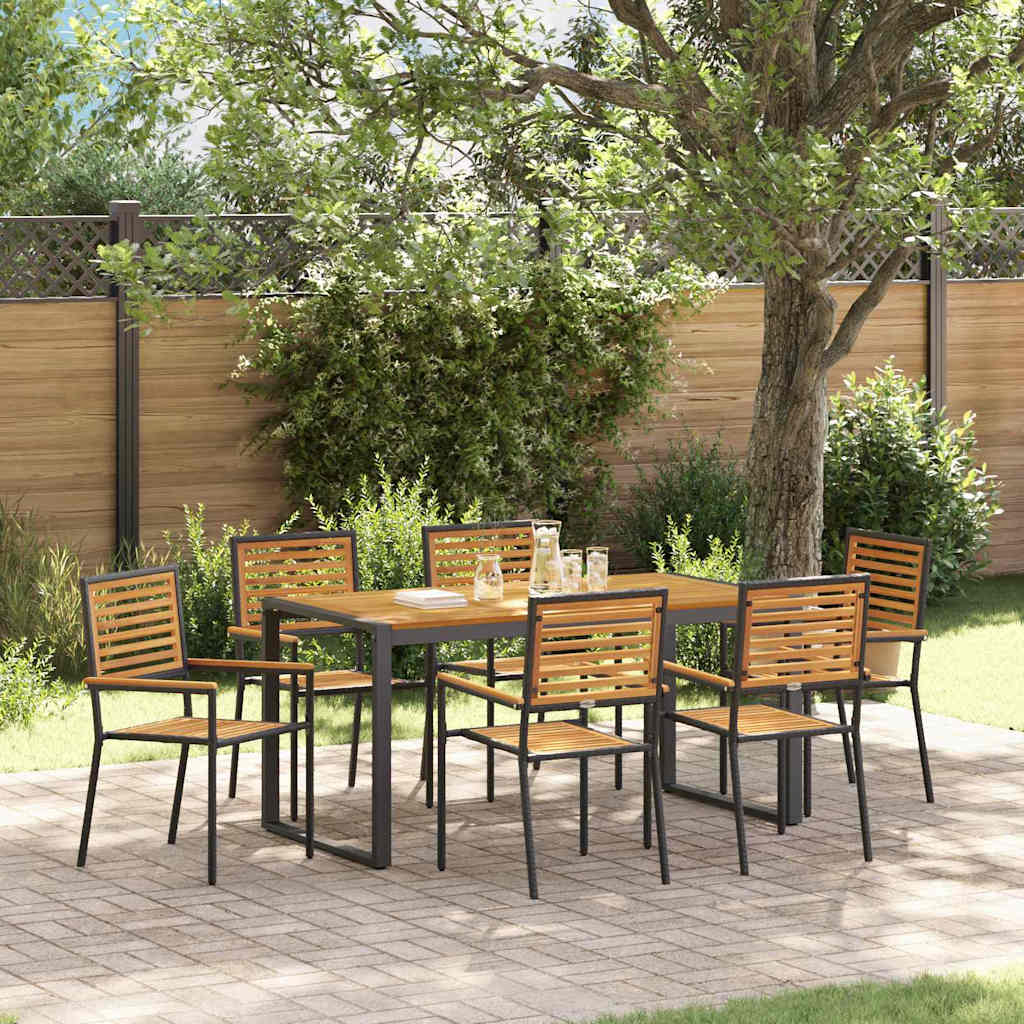 vidaXL Conjunto de Comedor de Jardín 7 uds. Negro y Marrón