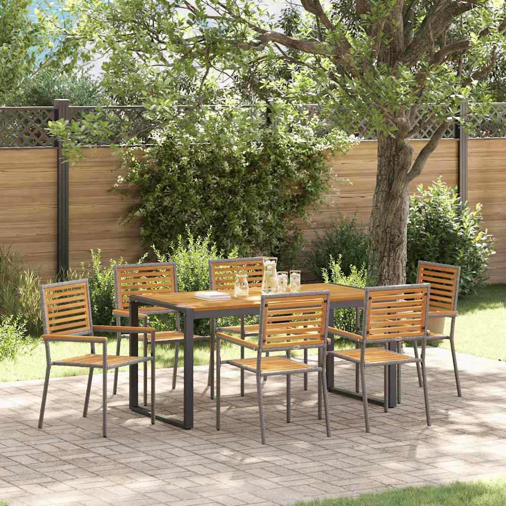 vidaXL Conjunto de Comedor de Jardín 7 uds. Gris y marrón