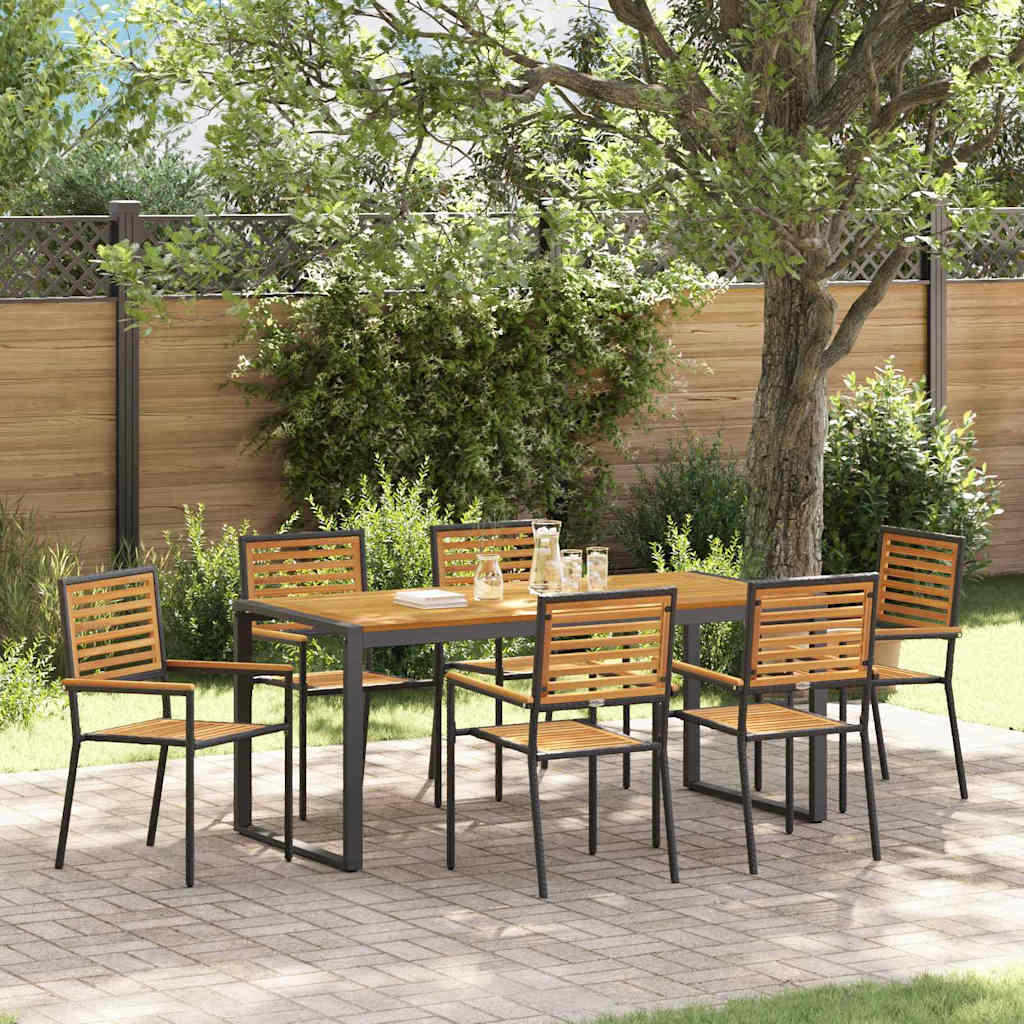 vidaXL Conjunto de Comedor de Jardín 7 uds. Negro y Marrón