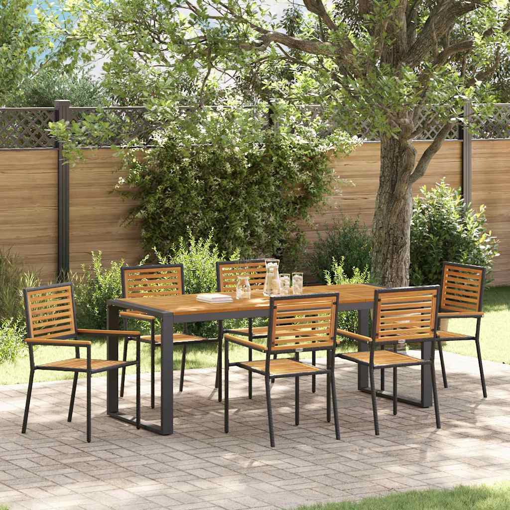 vidaXL Conjunto de Comedor de Jardín 7 uds. Negro y Marrón