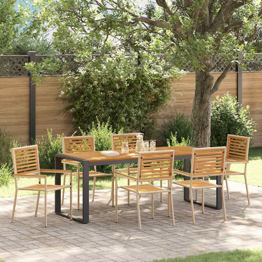 vidaXL Conjunto de Comedor de Jardín 7 uds. Beige y Marrón