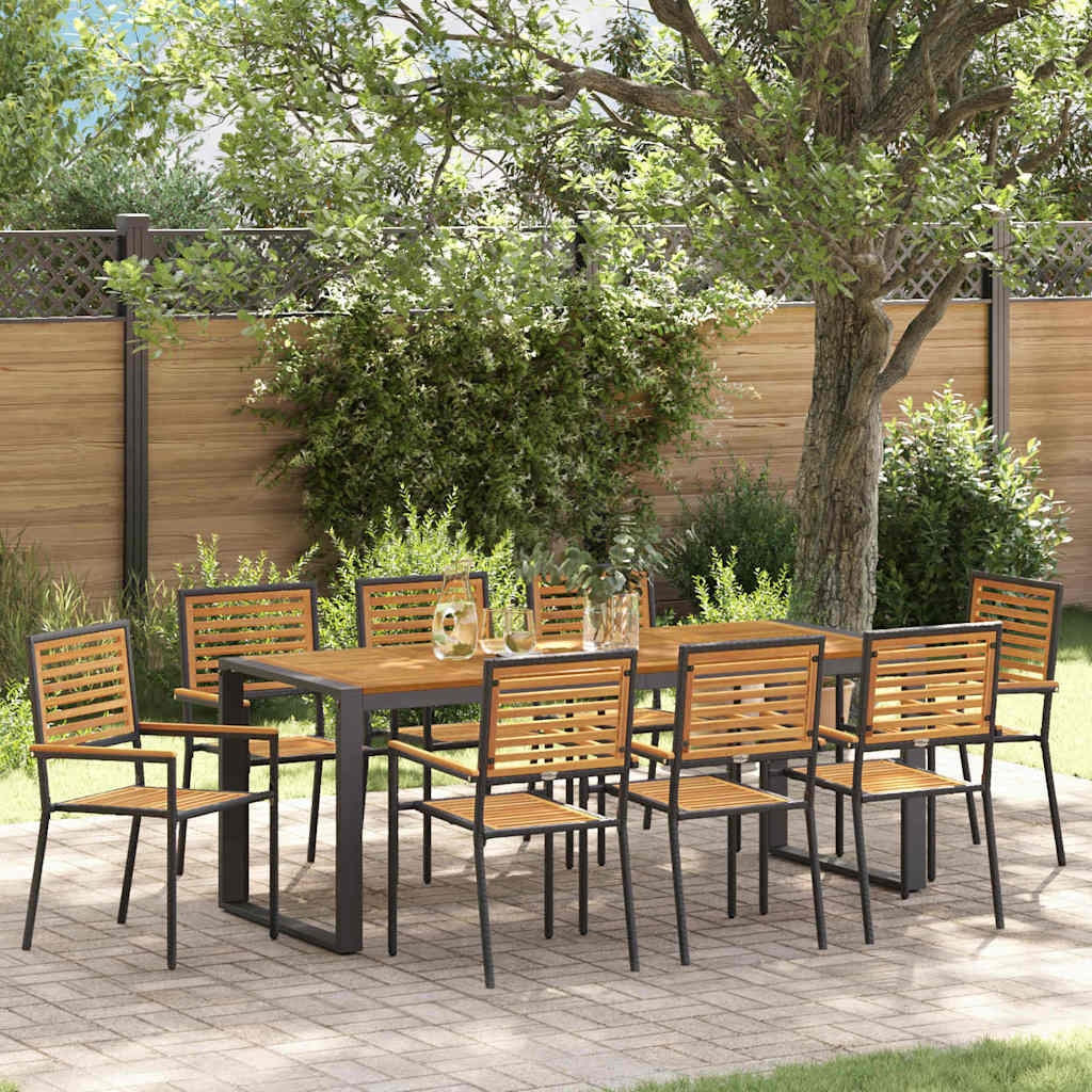 vidaXL Conjunto de Comedor de Jardín 9 uds. Negro y Marrón