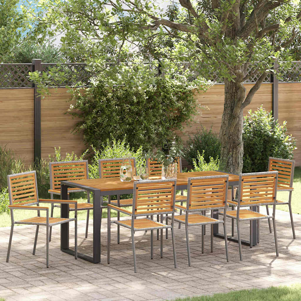 vidaXL Conjunto de Comedor de Jardín 9 uds. Gris y marrón