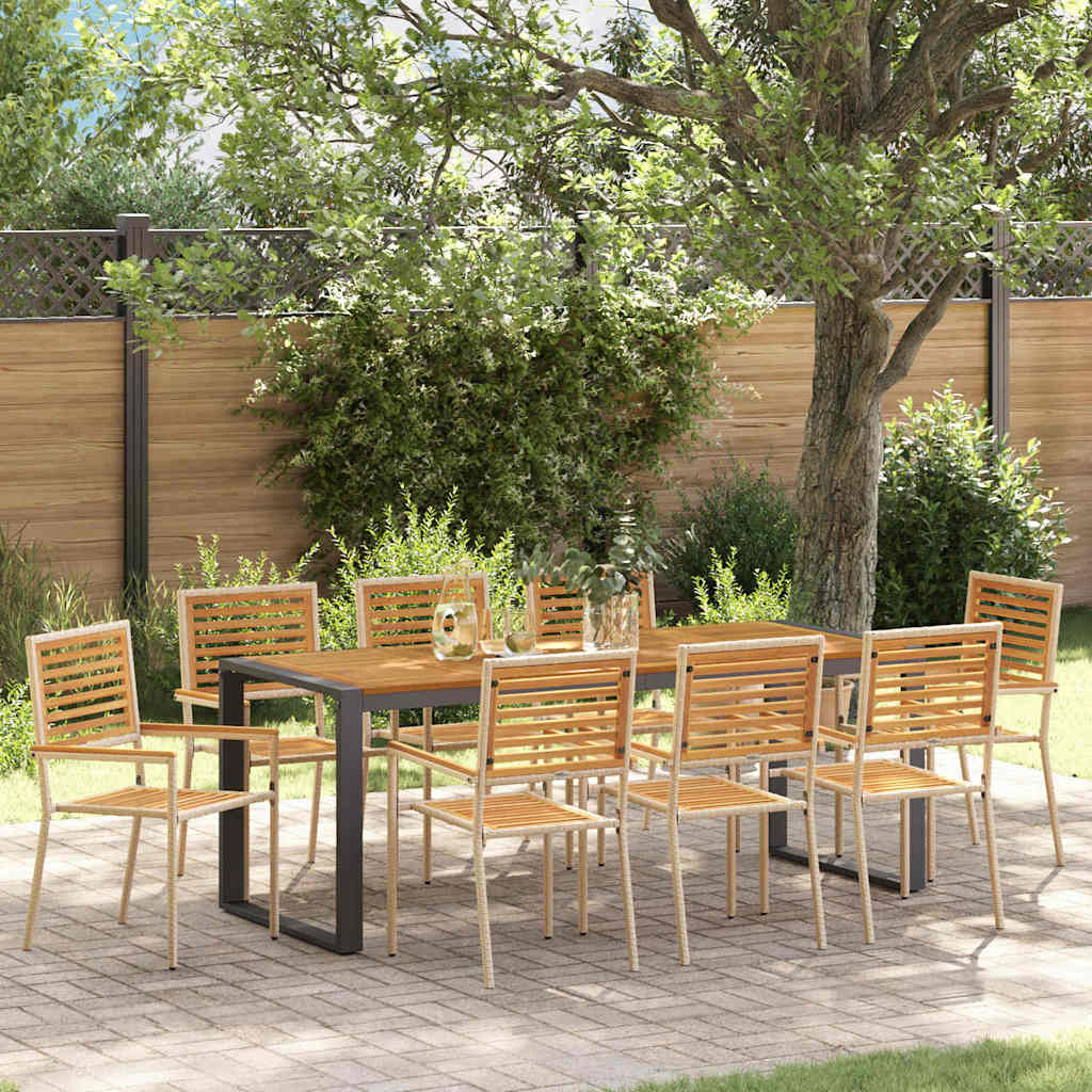 vidaXL Conjunto de Comedor de Jardín 9 uds. Beige y Marrón