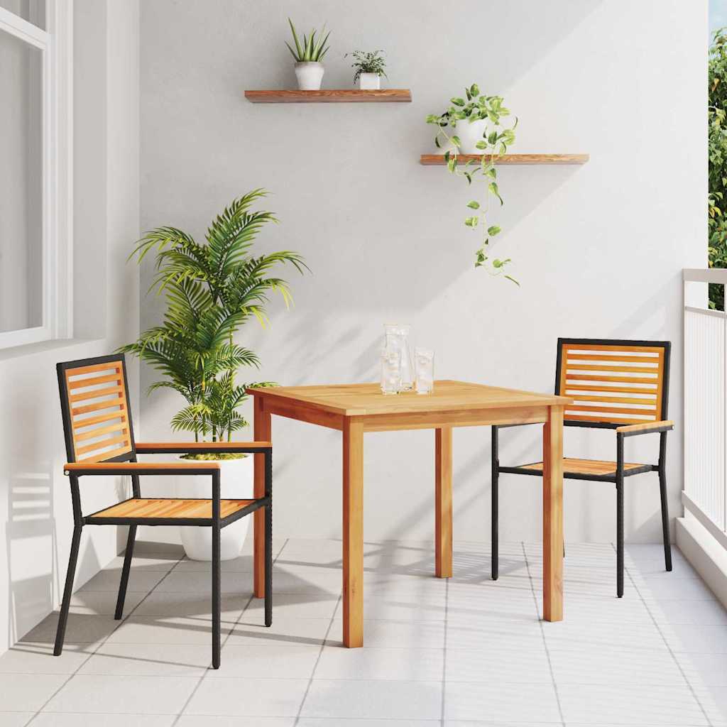 vidaXL Conjunto de Comedor de Jardín 3 uds. Negro