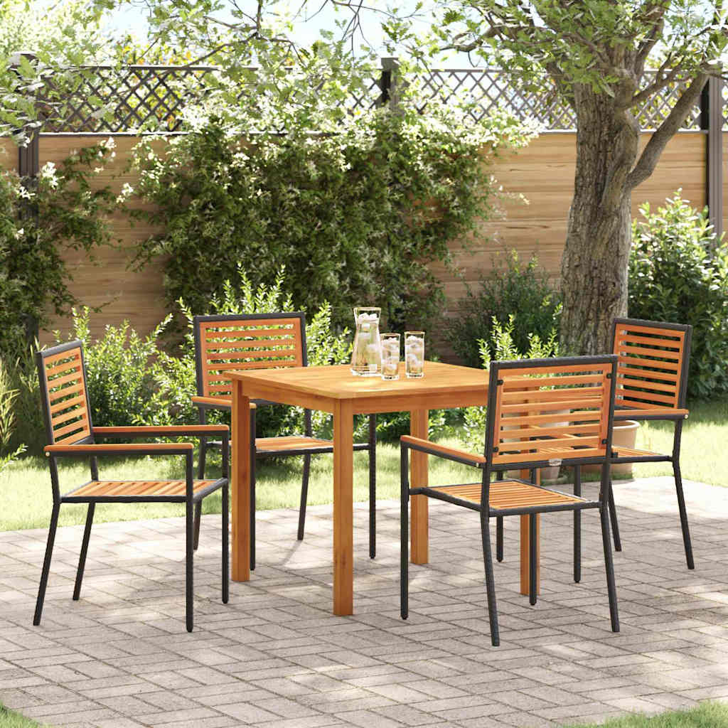 vidaXL Conjunto de Comedor de Jardín 5 uds. Negro