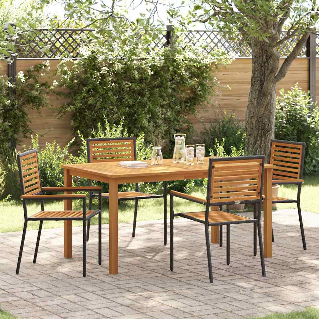 vidaXL Conjunto de Comedor de Jardín 5 uds. Negro