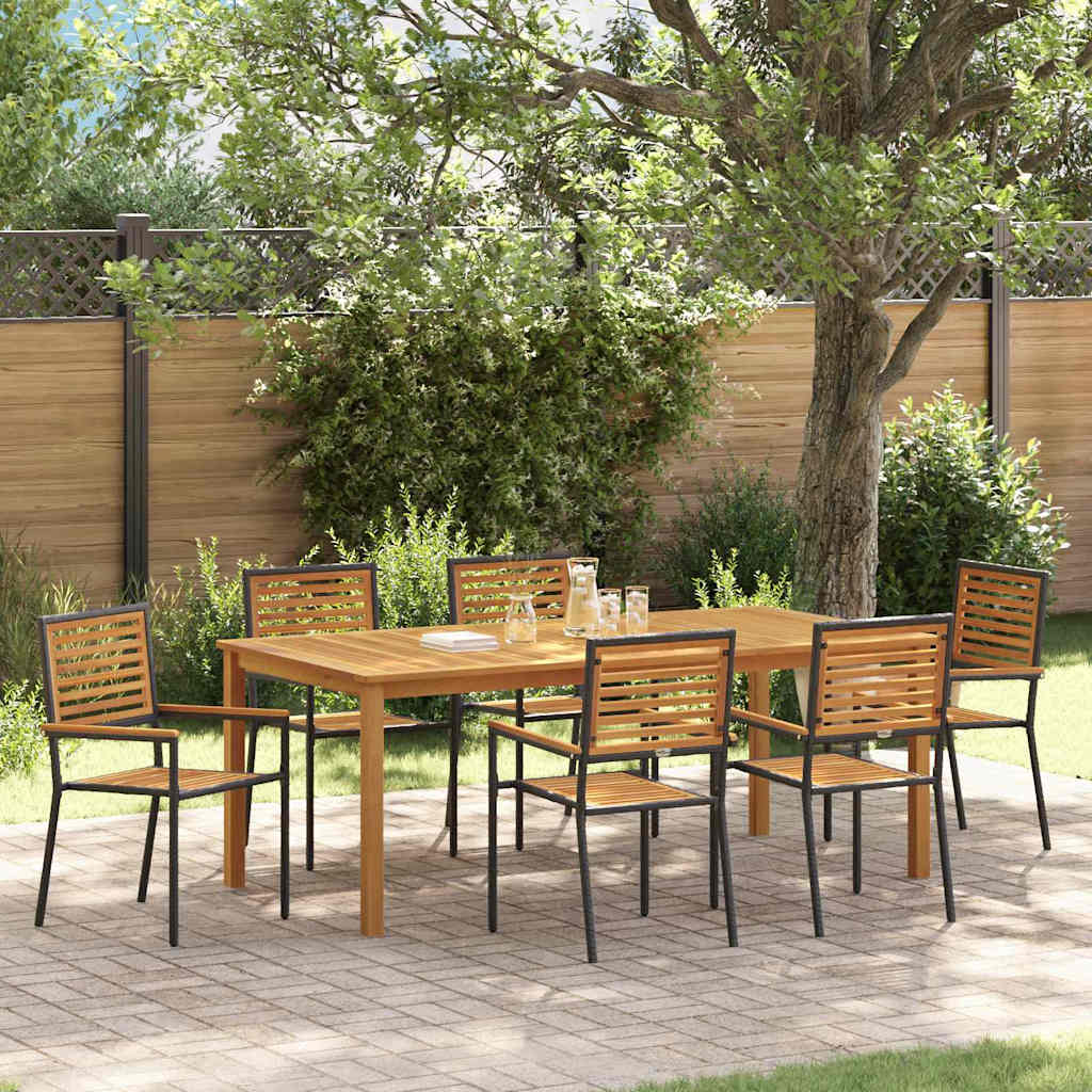 vidaXL Conjunto de Comedor de Jardín 7 uds. Negro