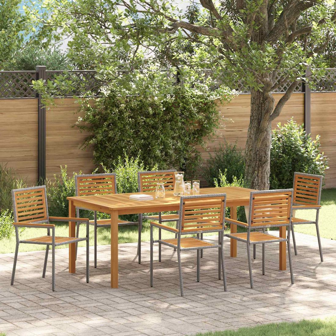 vidaXL Conjunto de Comedor de Jardín 7 uds. Gris