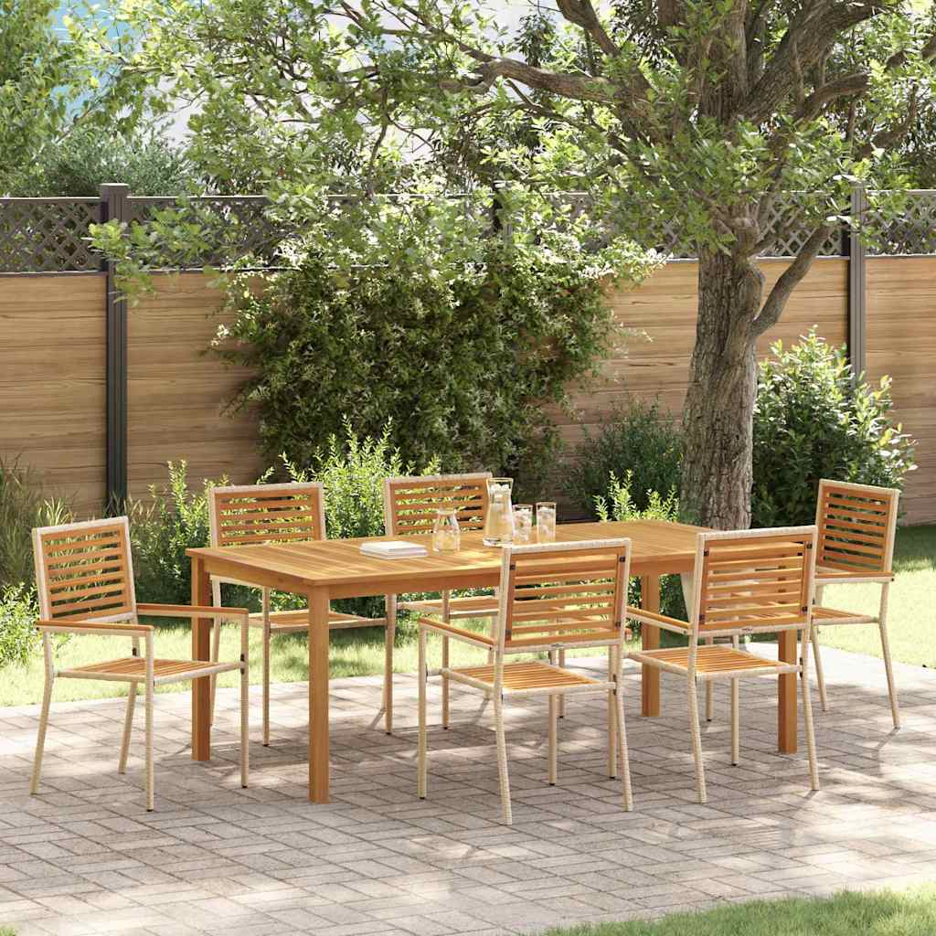 vidaXL Conjunto de Comedor de Jardín 7 uds. Beige