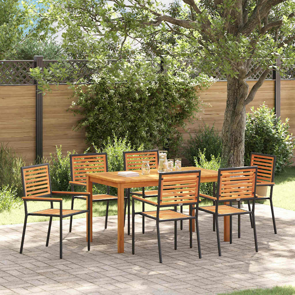 vidaXL Conjunto de Comedor de Jardín 7 uds. Negro