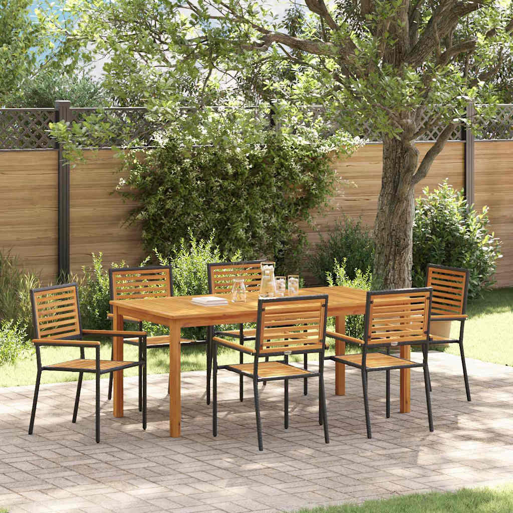 vidaXL Conjunto de Comedor de Jardín 7 uds. Negro