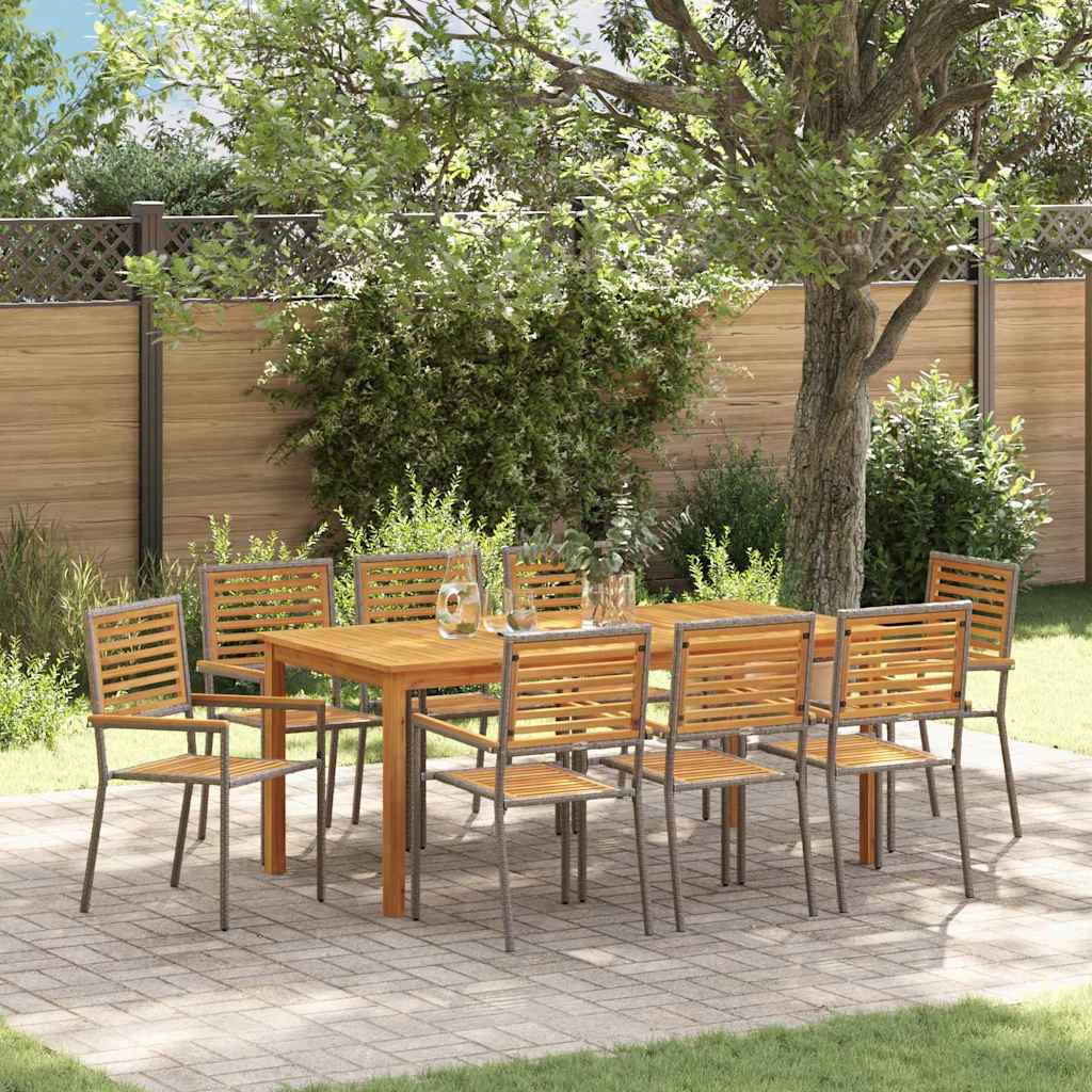 vidaXL Conjunto de Comedor de Jardín 9 uds. Gris