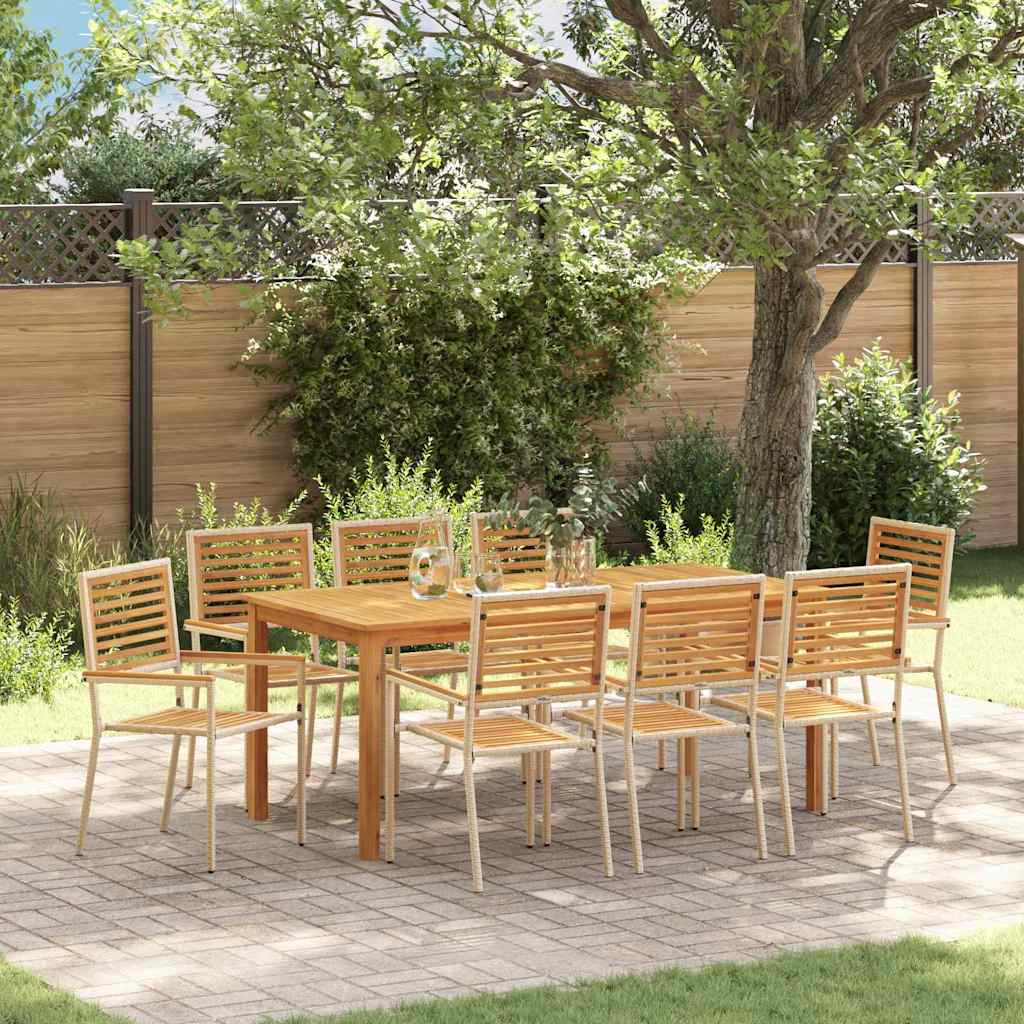 vidaXL Conjunto de Comedor de Jardín 9 uds. Beige