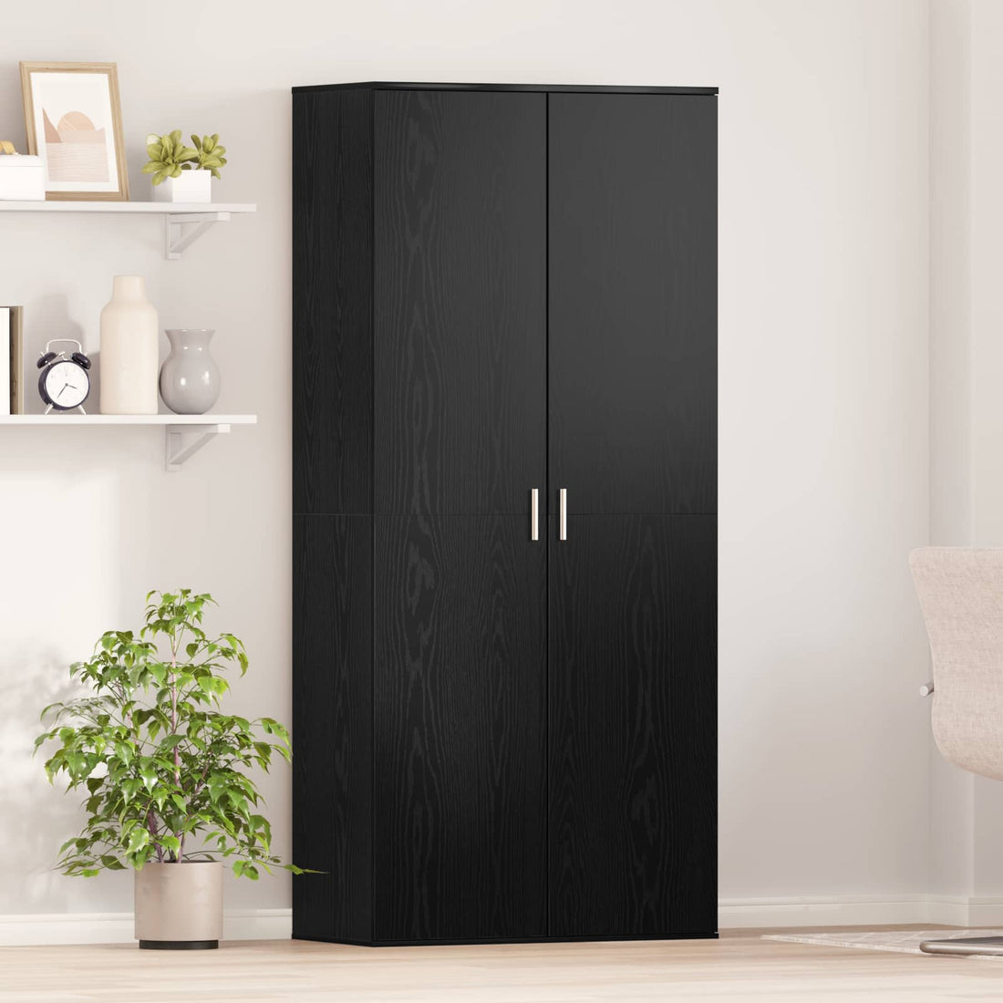 vidaXL Aparador alto 80 x 39 x 178 cm Madera de ingeniería Roble Negro
